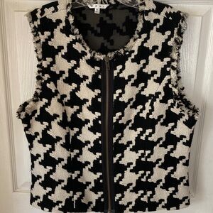 CAbi Monochrome Houndstooth Vest